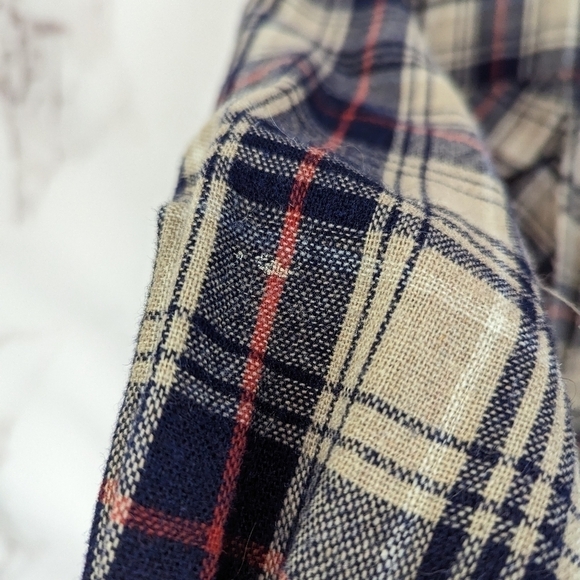 Vintage Wool Shirt Mens Medium Button Up 60's Plaid Brewster West Tan Brown Long - Picture 10 of 16